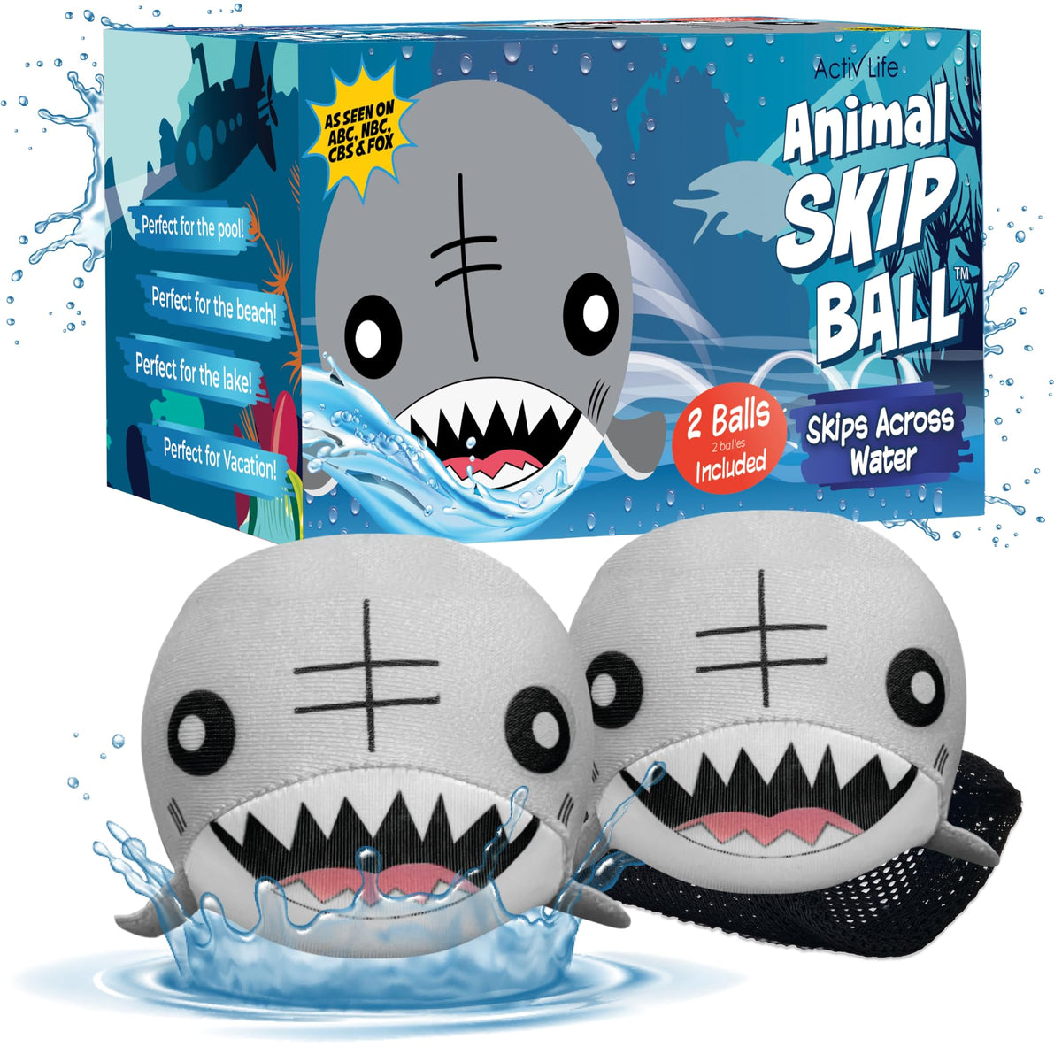Activ Life Skip Balls – Shark Toys for Kids Aged 4-8, Beach & Pool Outdoor Fun