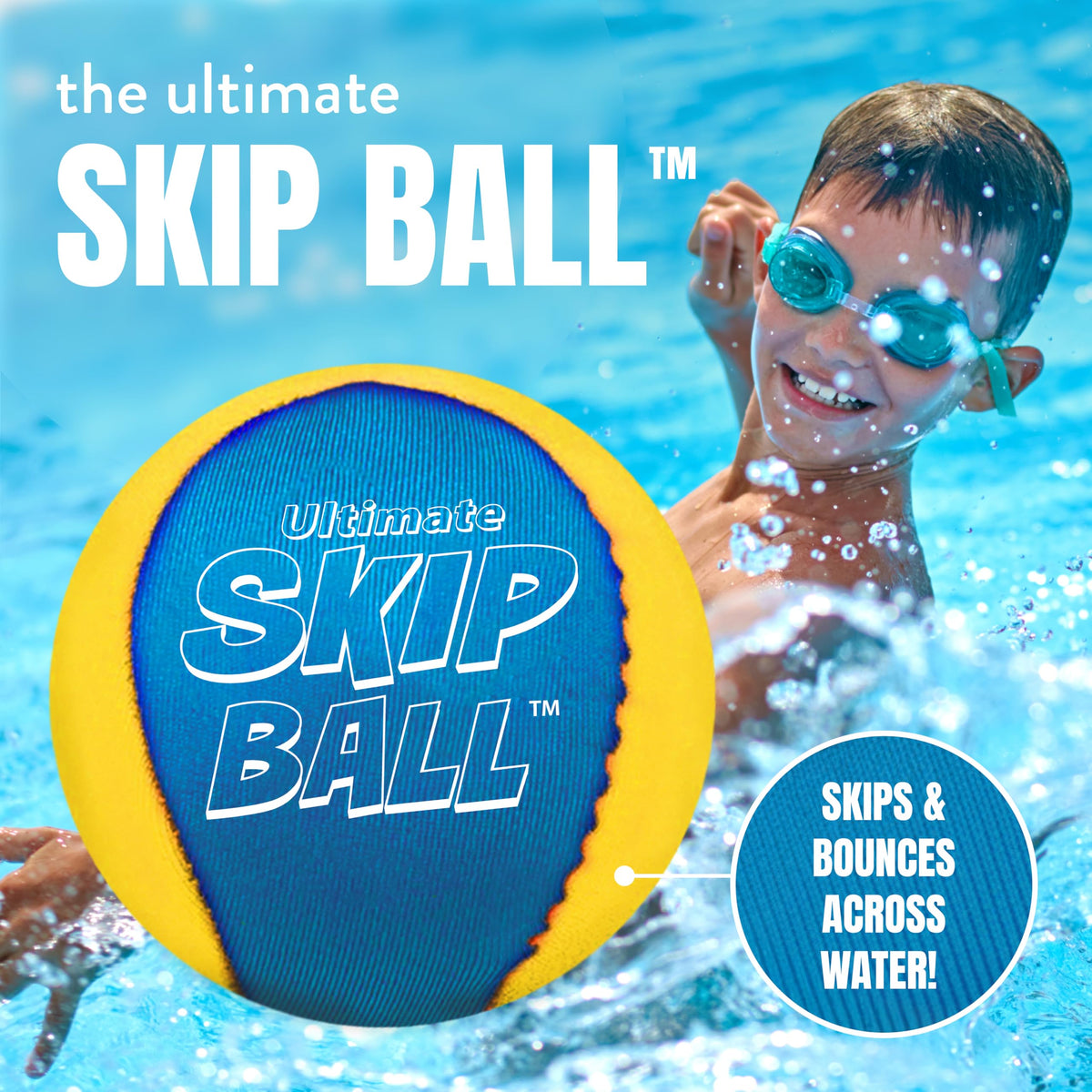 Activ Life Ultimate Skip Ball (Yellow/Cyan) – Beach & Pool Toy for All Ages
