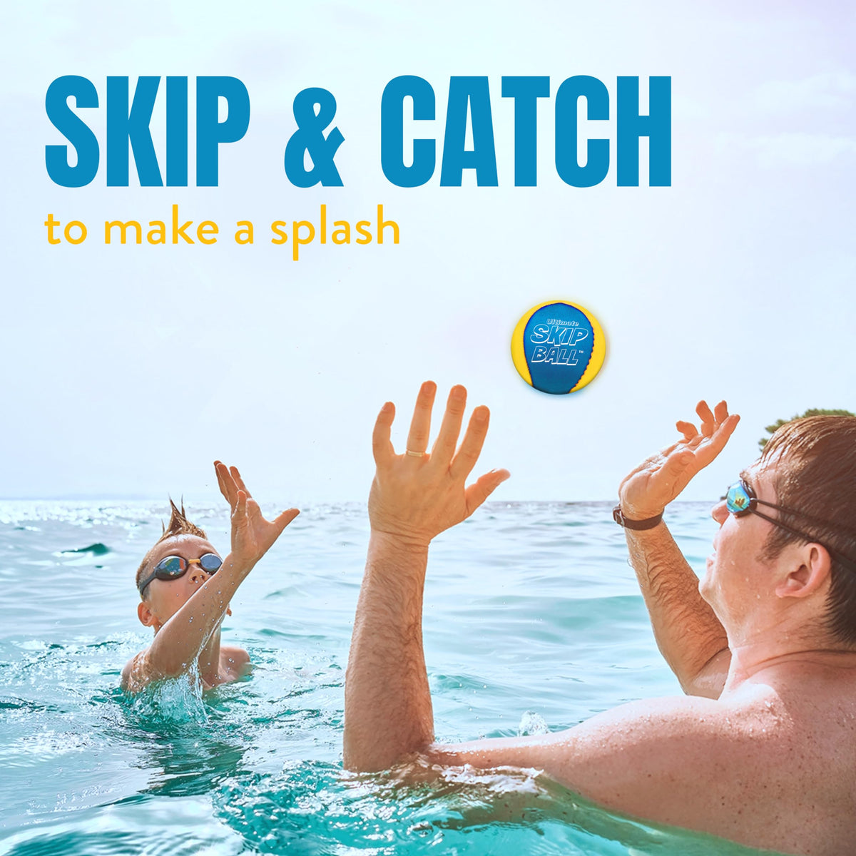 Activ Life Ultimate Skip Ball (Yellow/Cyan) – Beach & Pool Toy for All Ages