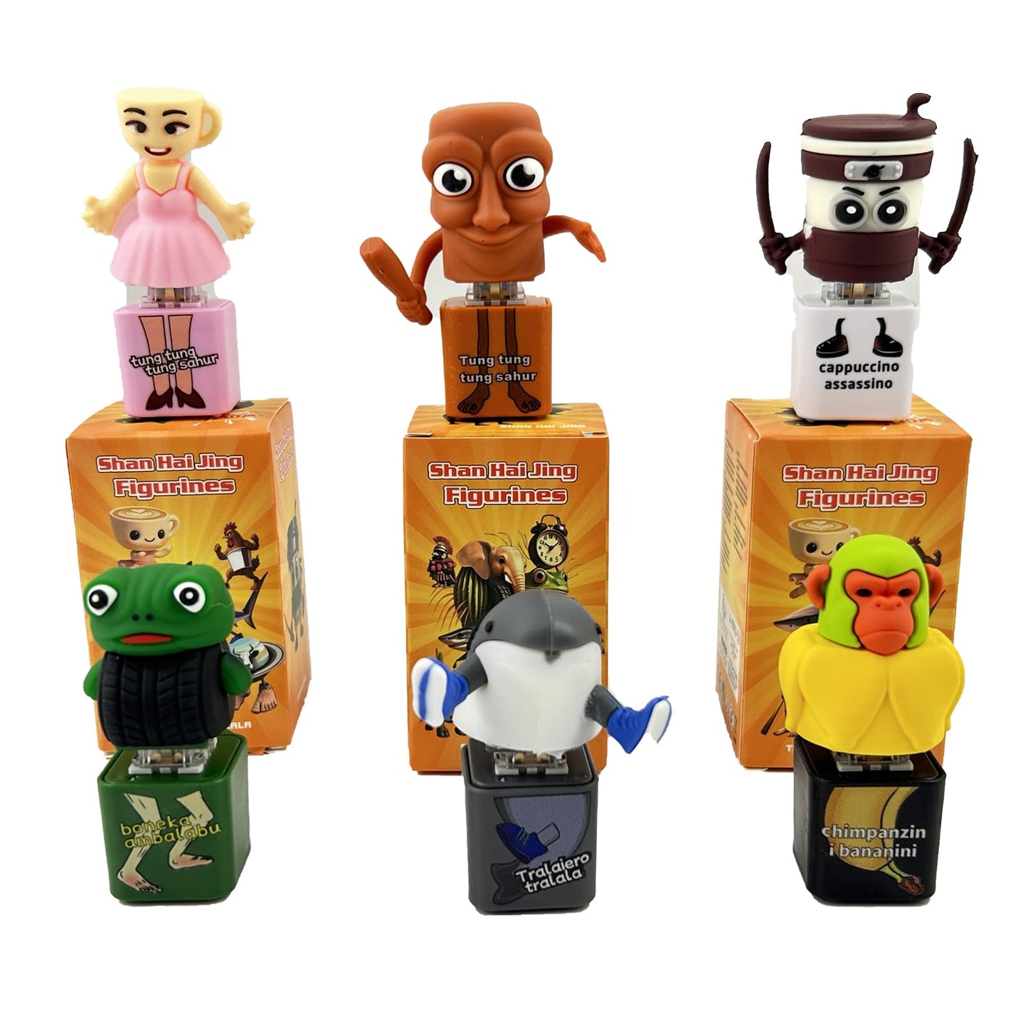 ActiveAura Italian Brainrot Toys: Tung Tung Tung Sahur 6-Pcs Glow & Voice Figurines