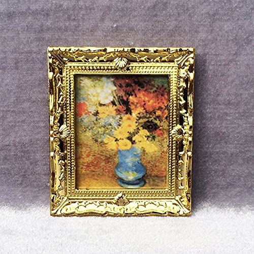 Acxico 3Pcs 1:12 Miniature Gold Frame Art Wall Picture Oil Painting | Home Decor