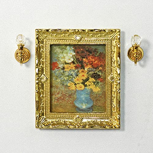 Acxico 3Pcs 1:12 Miniature Gold Frame Art Wall Picture Oil Painting | Home Decor