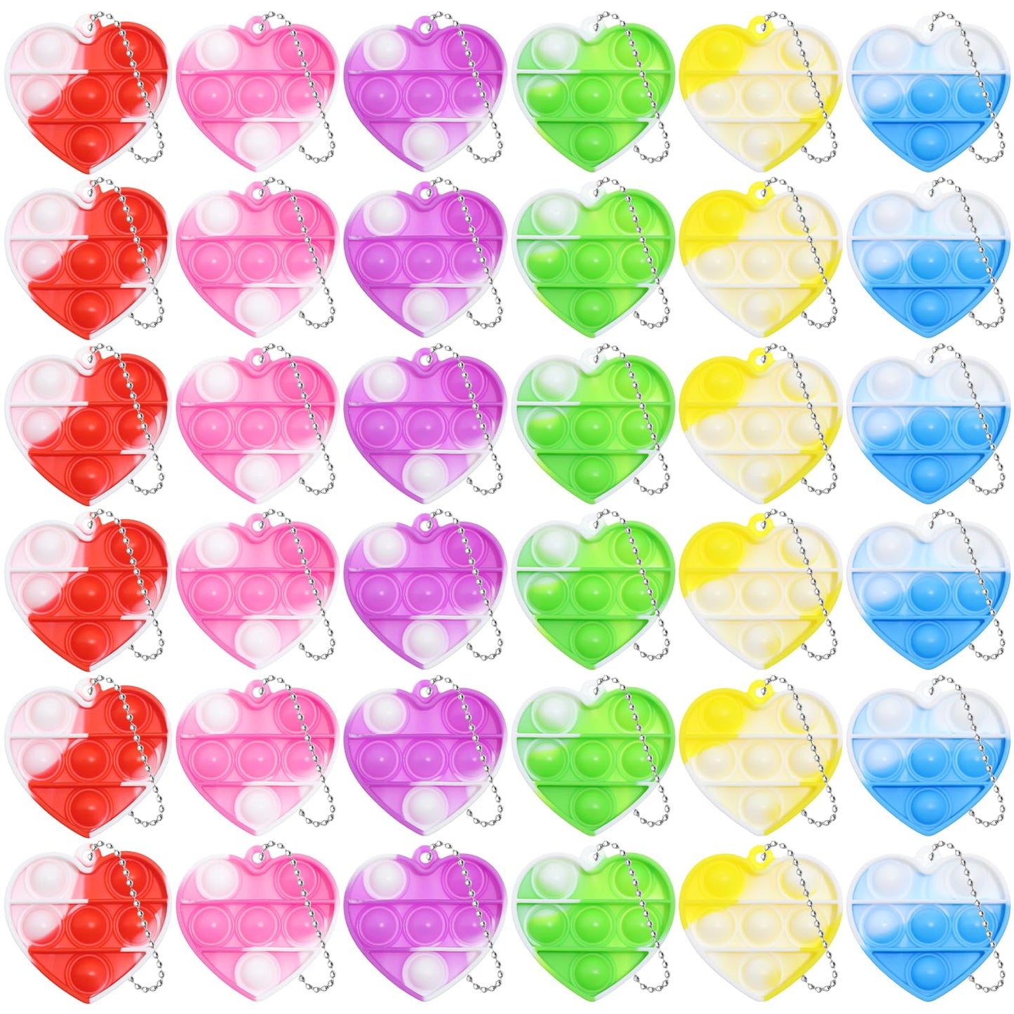 Adatos 36Pcs Mini Heart Pop Fidget Toys Bulk | Valentines Day Gifts for Kids & Classroom