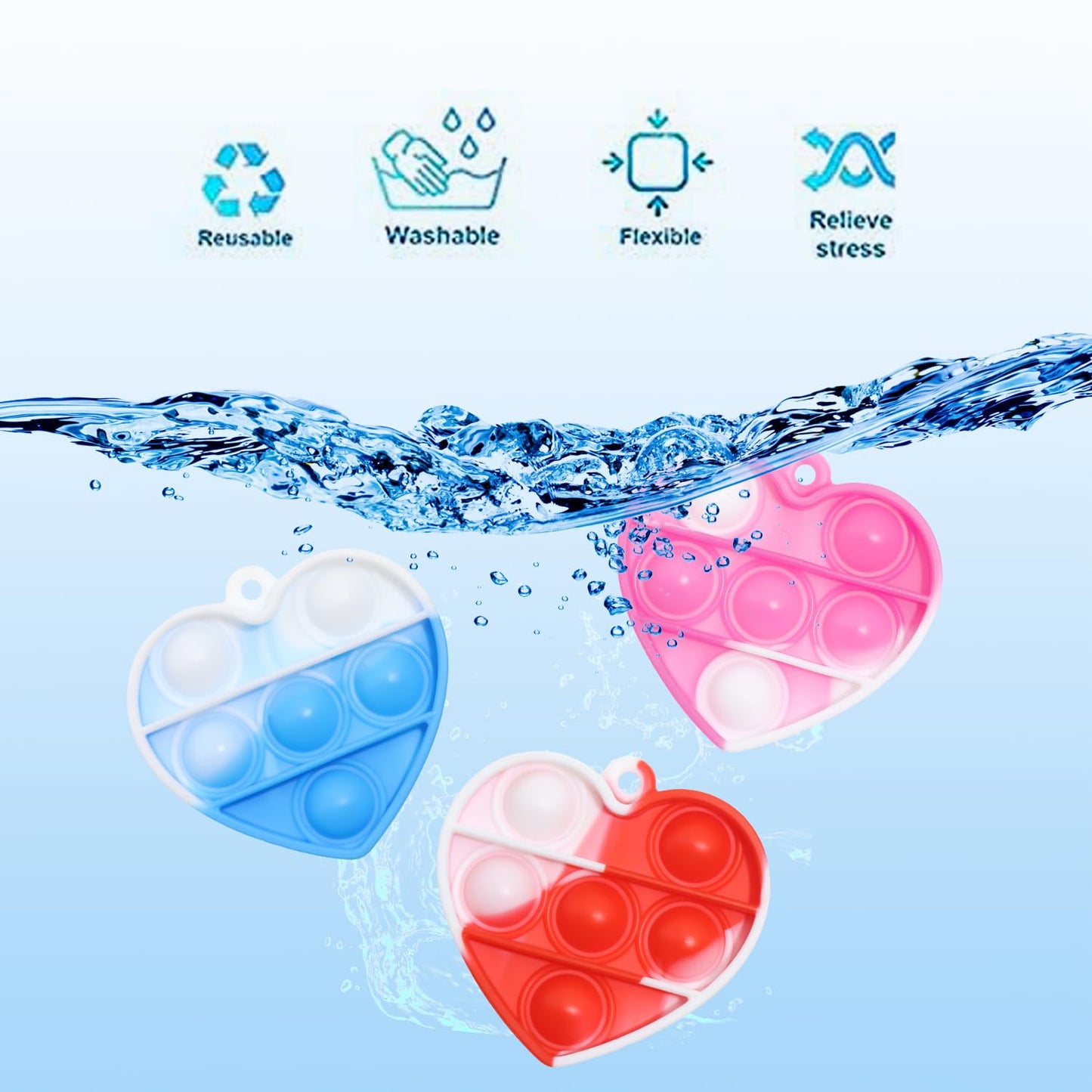 Adatos 36Pcs Mini Heart Pop Fidget Toys Bulk | Valentines Day Gifts for Kids & Classroom
