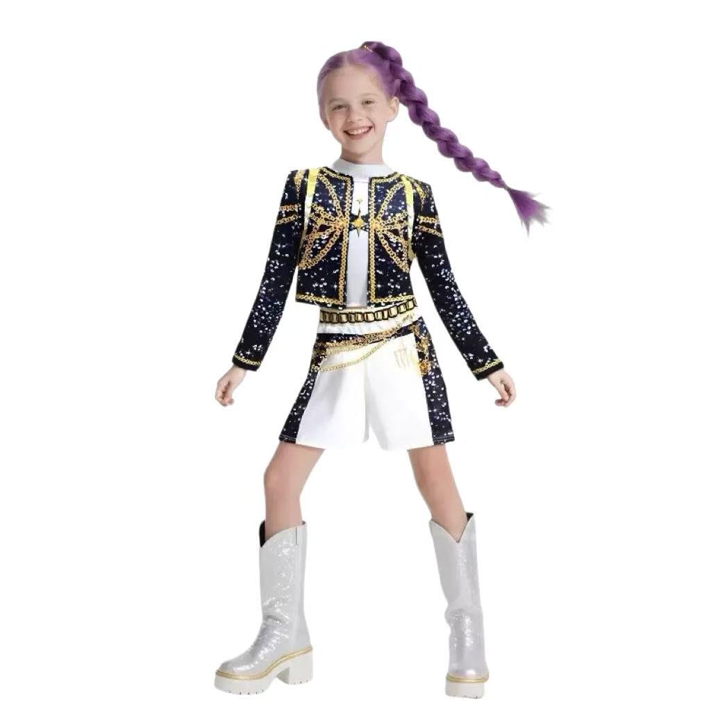 ADCHUNTUCOS Girls Halloween Costume – Black & Yellow 2-Piece Top & Pants for Cosplay