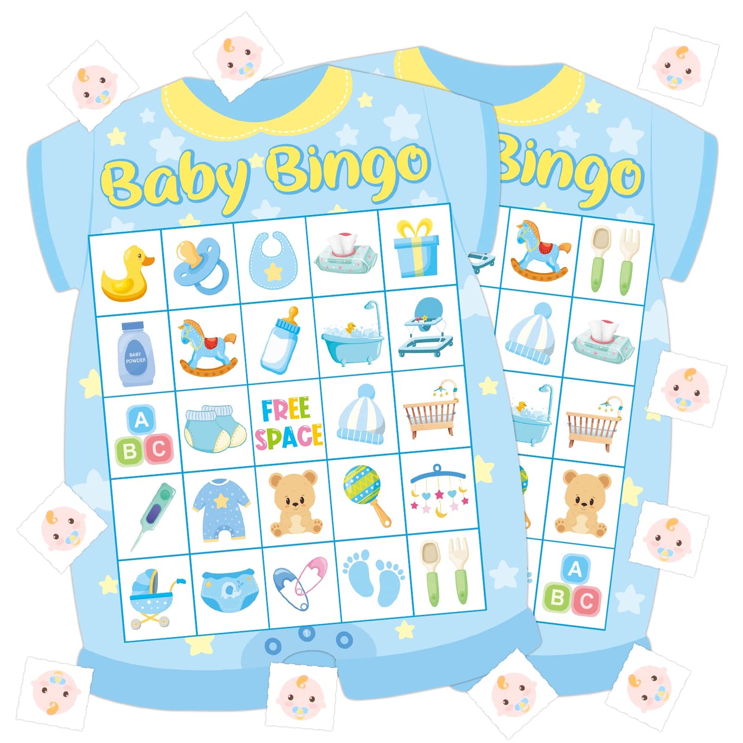 ADELULU Baby Shower Bingo Cards – 24 Guests, Blue Newborn Bingo for Baby Shower Party Supplies