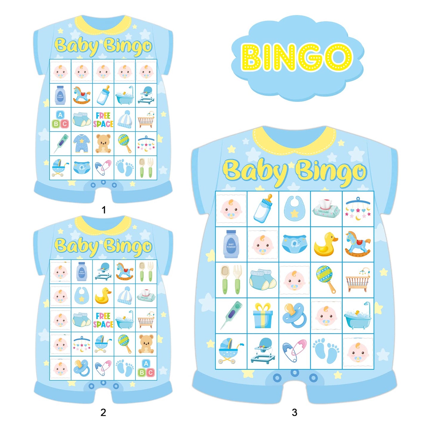 ADELULU Baby Shower Bingo Cards – 24 Guests, Blue Newborn Bingo for Baby Shower Party Supplies