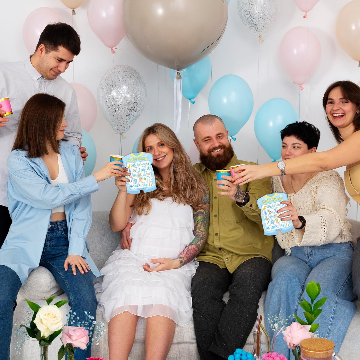 ADELULU Baby Shower Bingo Cards – 24 Guests, Blue Newborn Bingo for Baby Shower Party Supplies