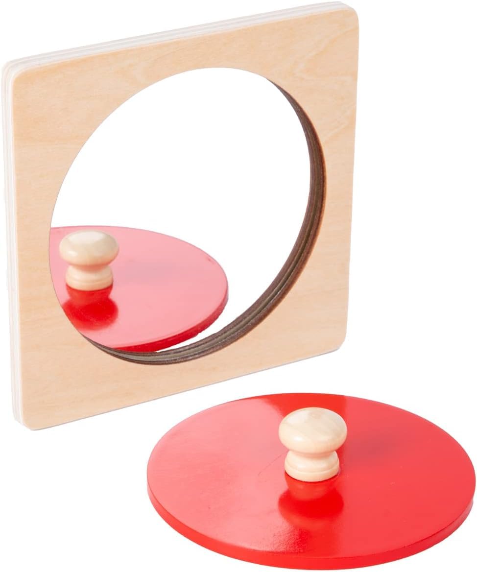 Adena Montessori Baby Toys Play Kit – Mirror, Knob Puzzle, Spinning Drum & Rainbow Ball (6–12 Months)