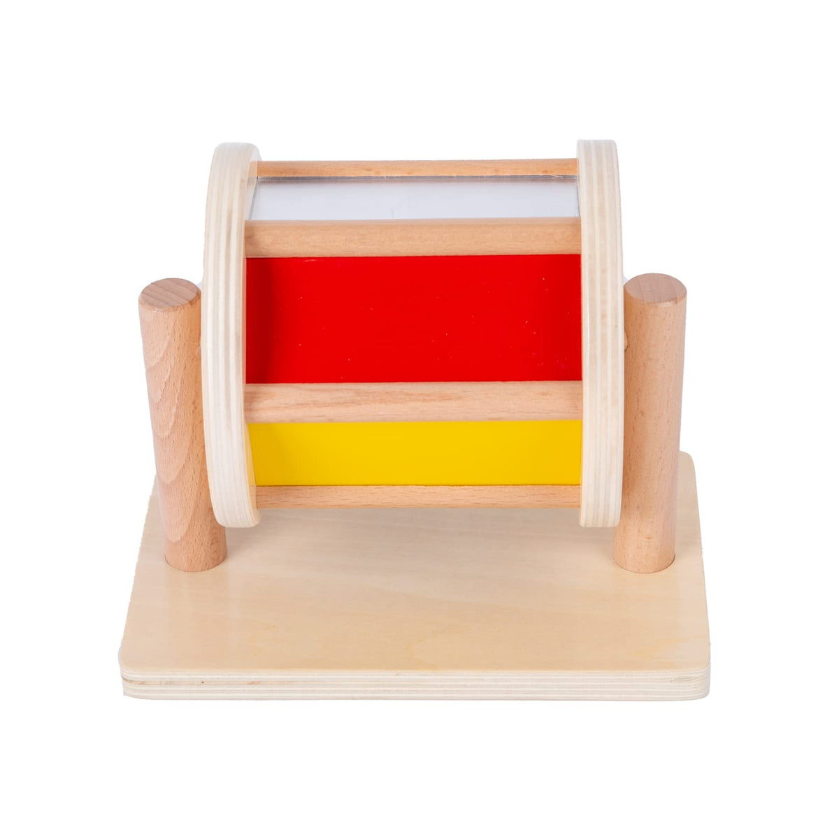 Adena Montessori Baby Toys Play Kit – Mirror Peekaboo, Spinning Rainbow Drum & Fabric Ball for 6-12 Months