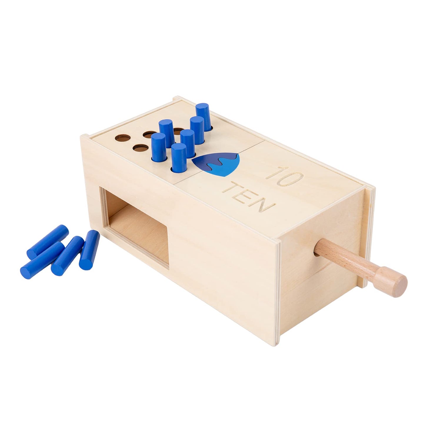 Adena Montessori Peg Drop Box – Wooden Tumble Down Counting Pegs for Early Math Skills