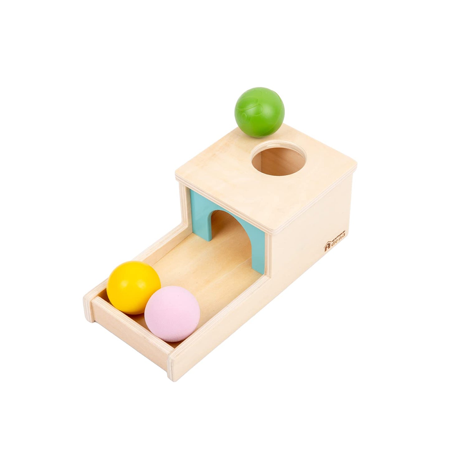 Adena Montessori Object Permanence Box with Tray - Wooden Baby Toy for 6-12 Months | 3 Balls & Colorful Learning