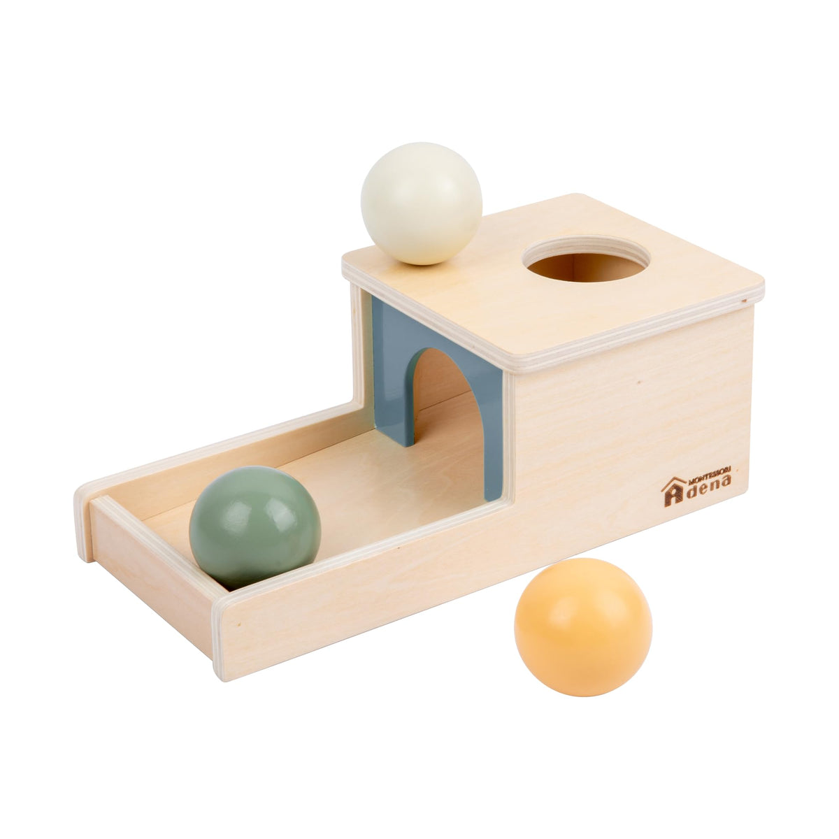 Adena Montessori Object Permanence Box – 3 Wooden Balls for 6-12 Months