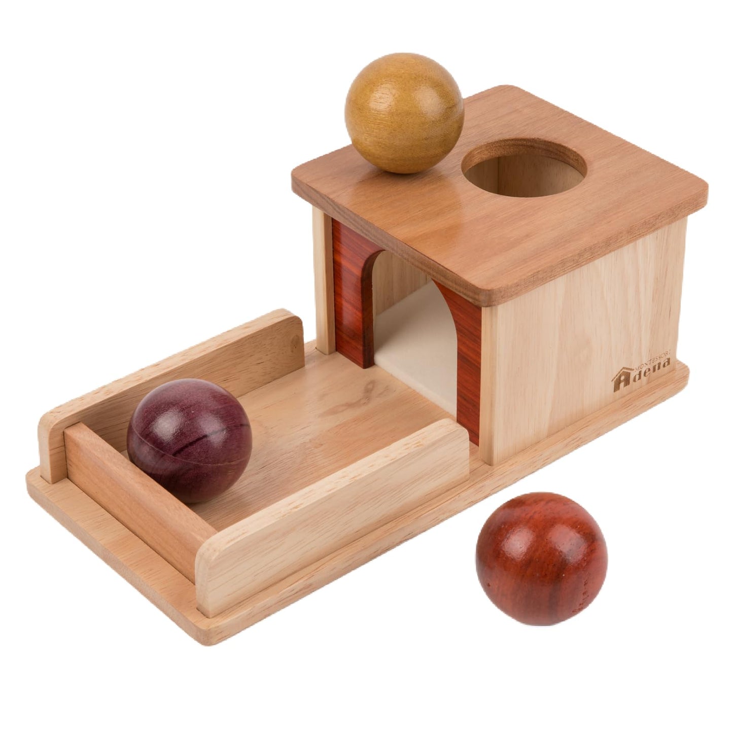 Adena Montessori Object Permanence Box – Wooden Baby Toy with 3 Balls