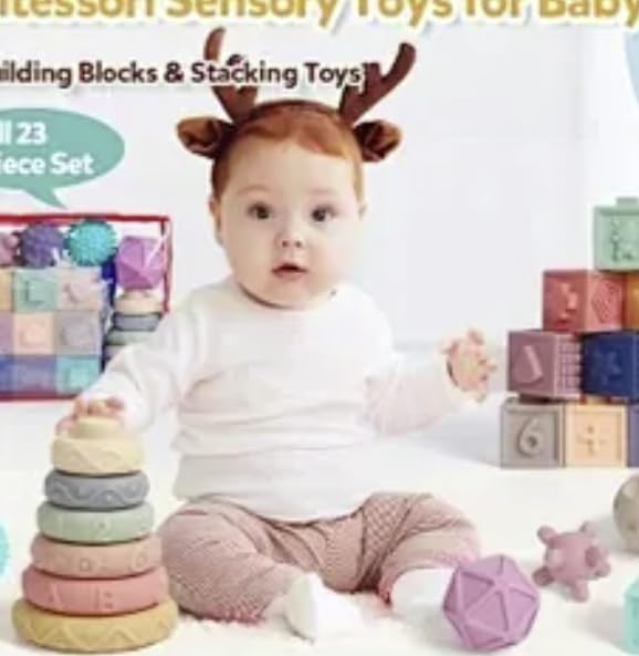 Adena Montessori Play Kit for 0-6 Months — 9-Piece Sensory Baby Toys Set