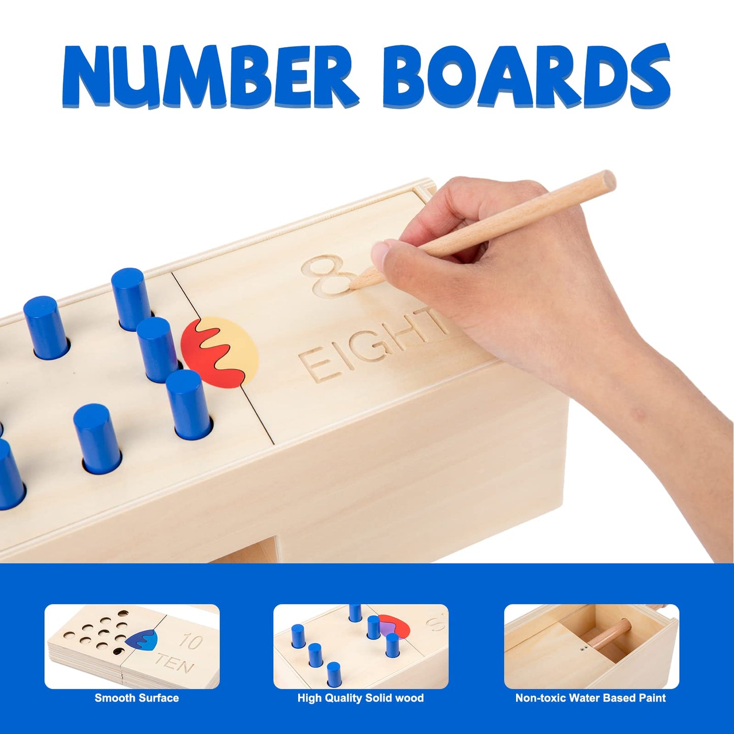 Adena Montessori Peg Drop Box – Wooden Tumble Down Counting Pegs for Early Math Skills