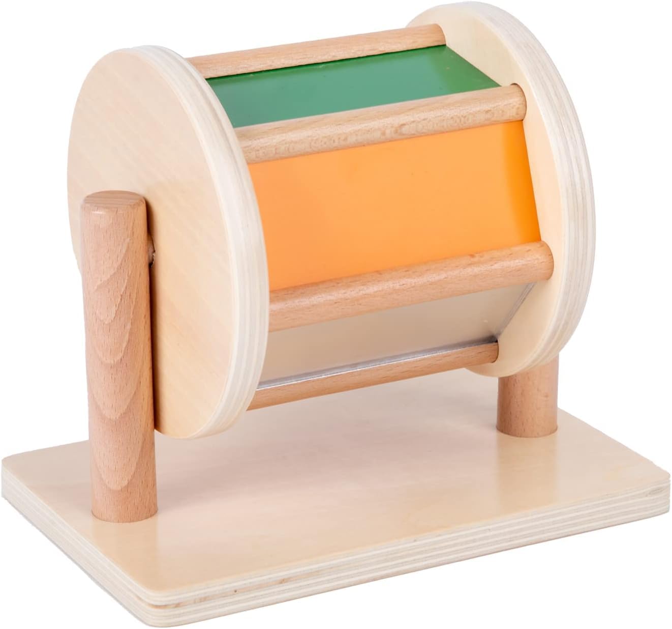 Adena Montessori Baby Toys Play Kit – Mirror, Knob Puzzle, Spinning Drum & Rainbow Ball (6–12 Months)