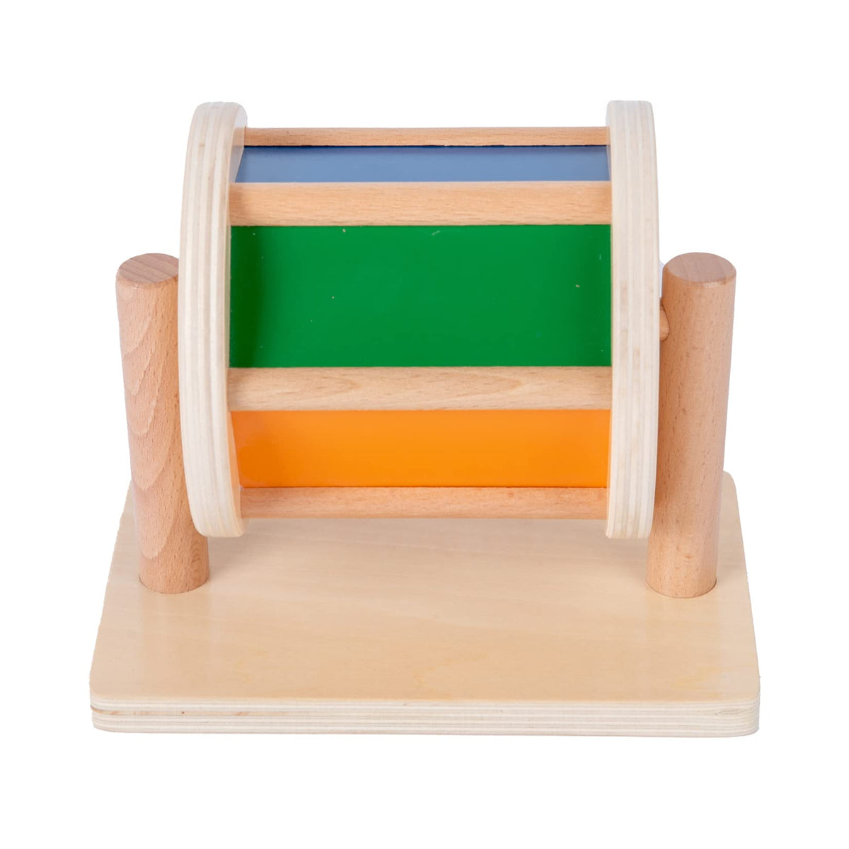 Adena Montessori Baby Toys Play Kit – Mirror Peekaboo, Spinning Rainbow Drum & Fabric Ball for 6-12 Months