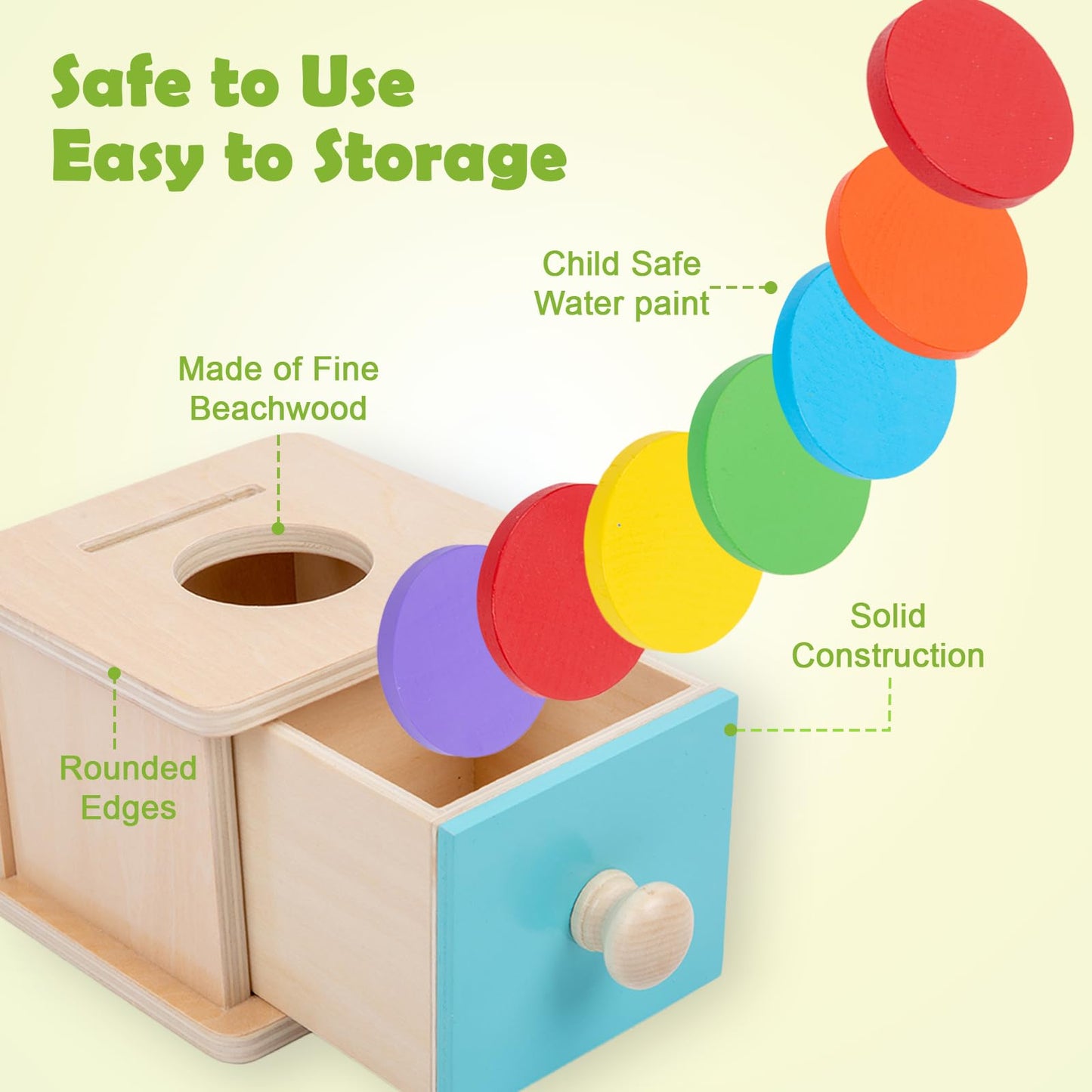 Adena Montessori Infant & Toddler Coin Box – 2-in-1 Shape Sorter & Storage (Blue Door)