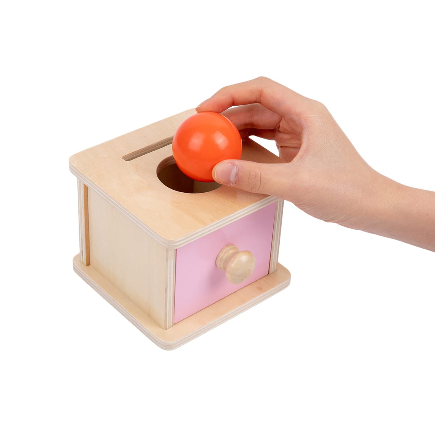 Adena Montessori Coin Box – 2-in-1 Montessori Toy for 6-12 Months to 2 Years (Pink Door)