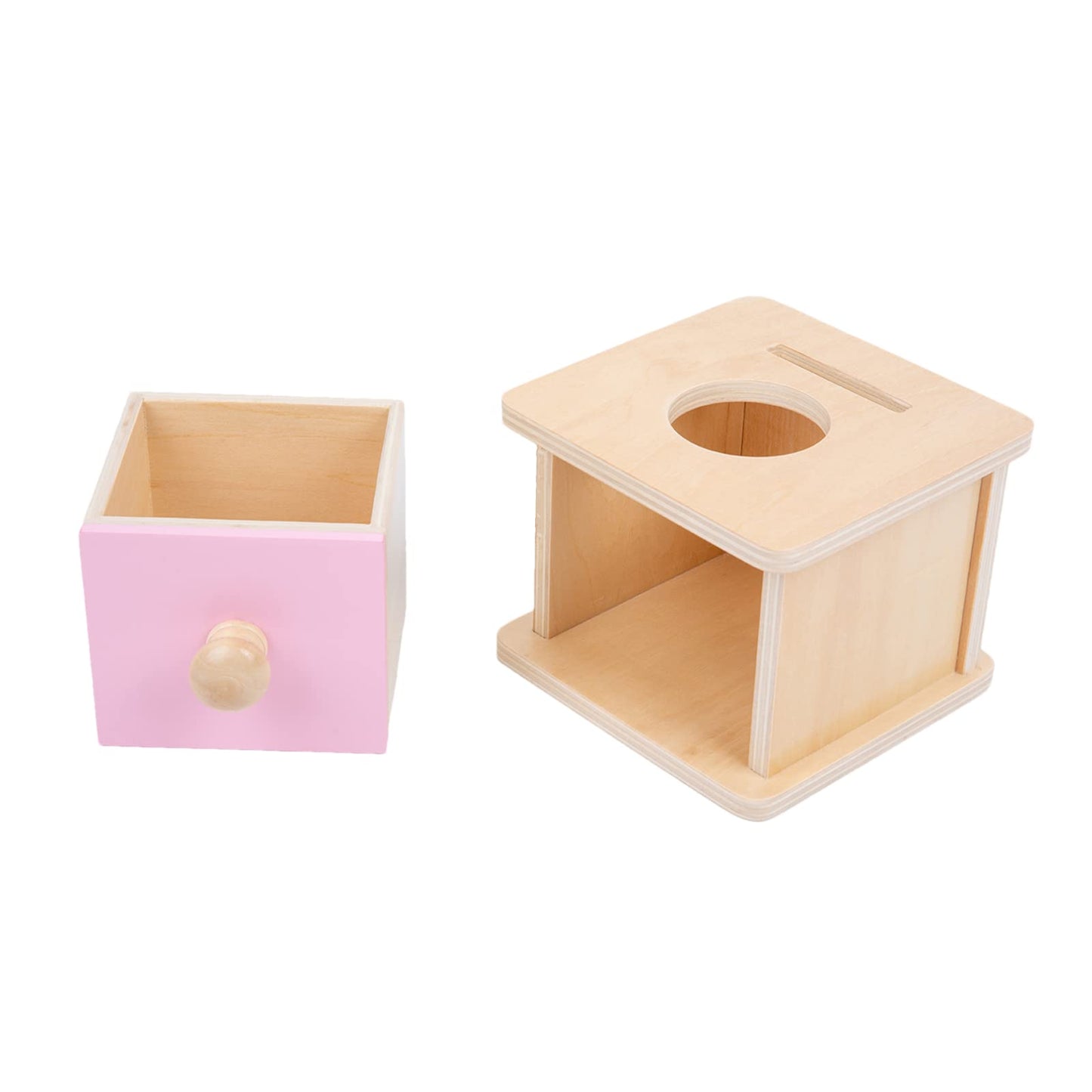 Adena Montessori Coin Box – 2-in-1 Montessori Toy for 6-12 Months to 2 Years (Pink Door)