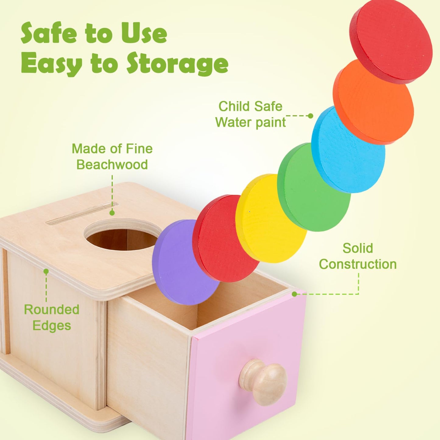 Adena Montessori Coin Box – 2-in-1 Montessori Toy for 6-12 Months to 2 Years (Pink Door)