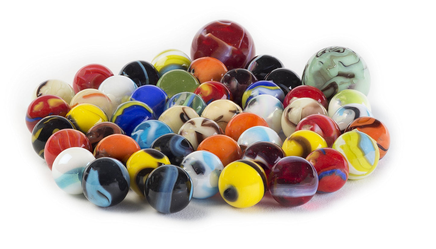 Ader Products Glass Marbles Bulk – 50 Assorted Marbles for Marble Runs & Creative Play