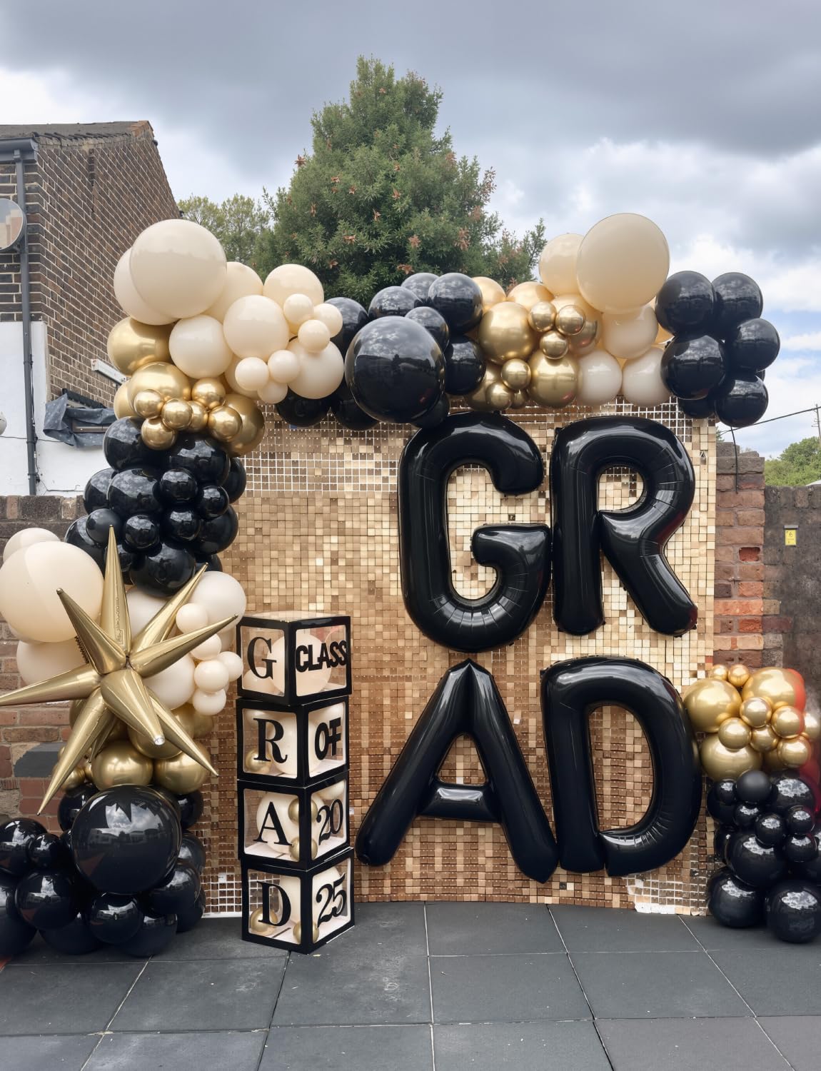 Adeyoo Black & Gold Balloon Arch Garland Kit – 125Pcs for Weddings, Birthdays & Parties