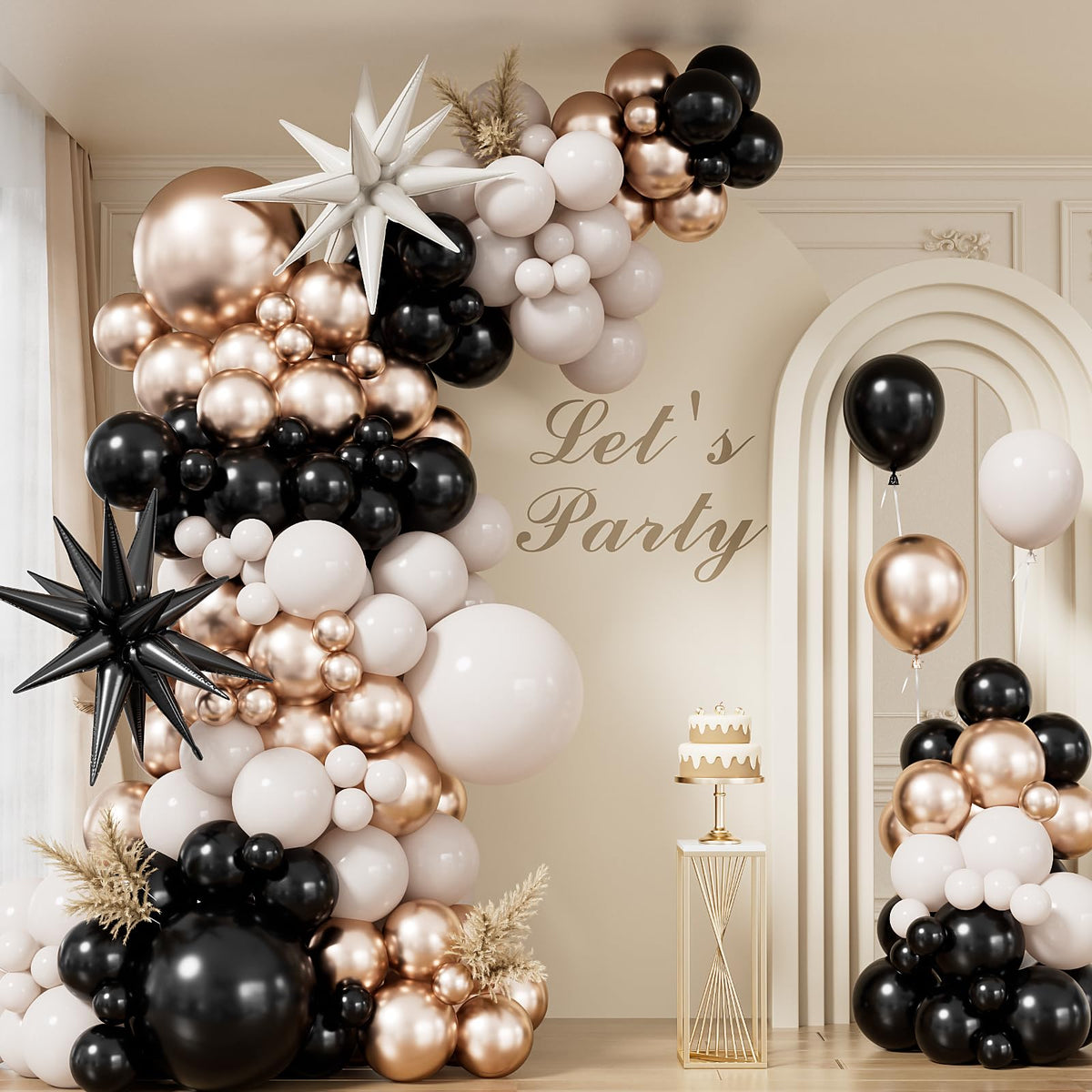 Adeyoo Black & Gold Balloon Arch Garland Kit – 125Pcs for Weddings, Birthdays & Parties