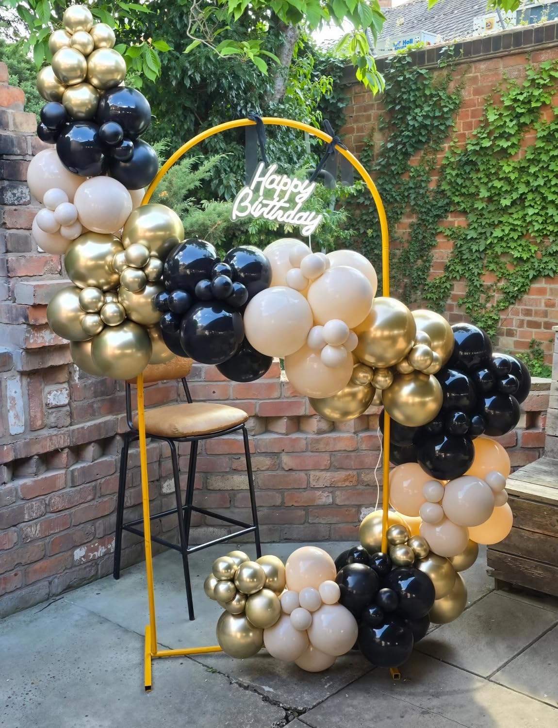 Adeyoo Black & Gold Balloon Arch Garland Kit – 125Pcs for Weddings, Birthdays & Parties