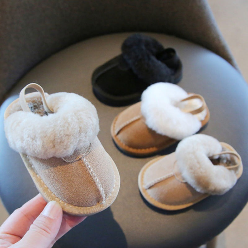 Suede Fleece-lined Cotton Shoes For Children's Walking