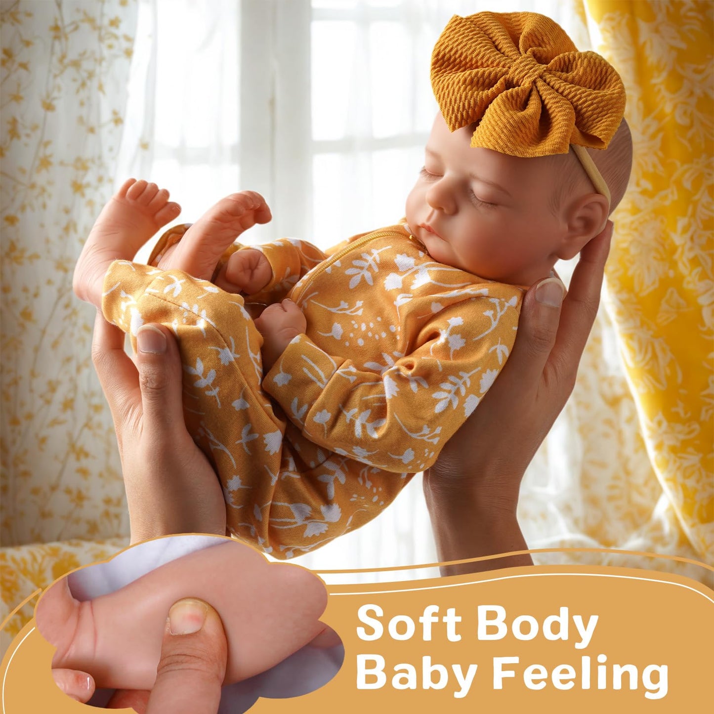 ADFO Lifelike Reborn Baby Doll - 20-Inch Realistic Newborn Girl with Clothes, Safe Vinyl Toy for Kids 3+