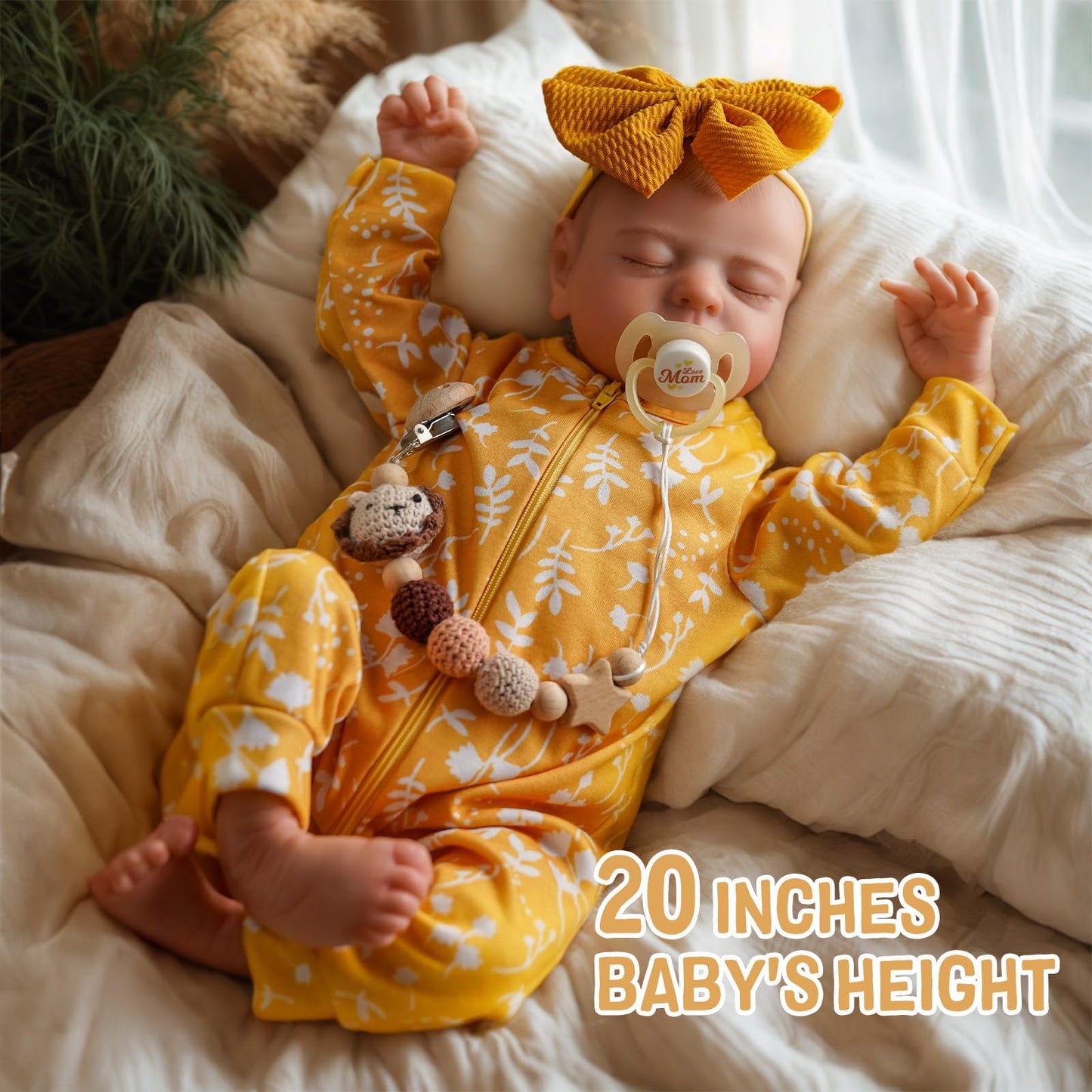 ADFO Lifelike Reborn Baby Doll - 20-Inch Realistic Newborn Girl with Clothes, Safe Vinyl Toy for Kids 3+