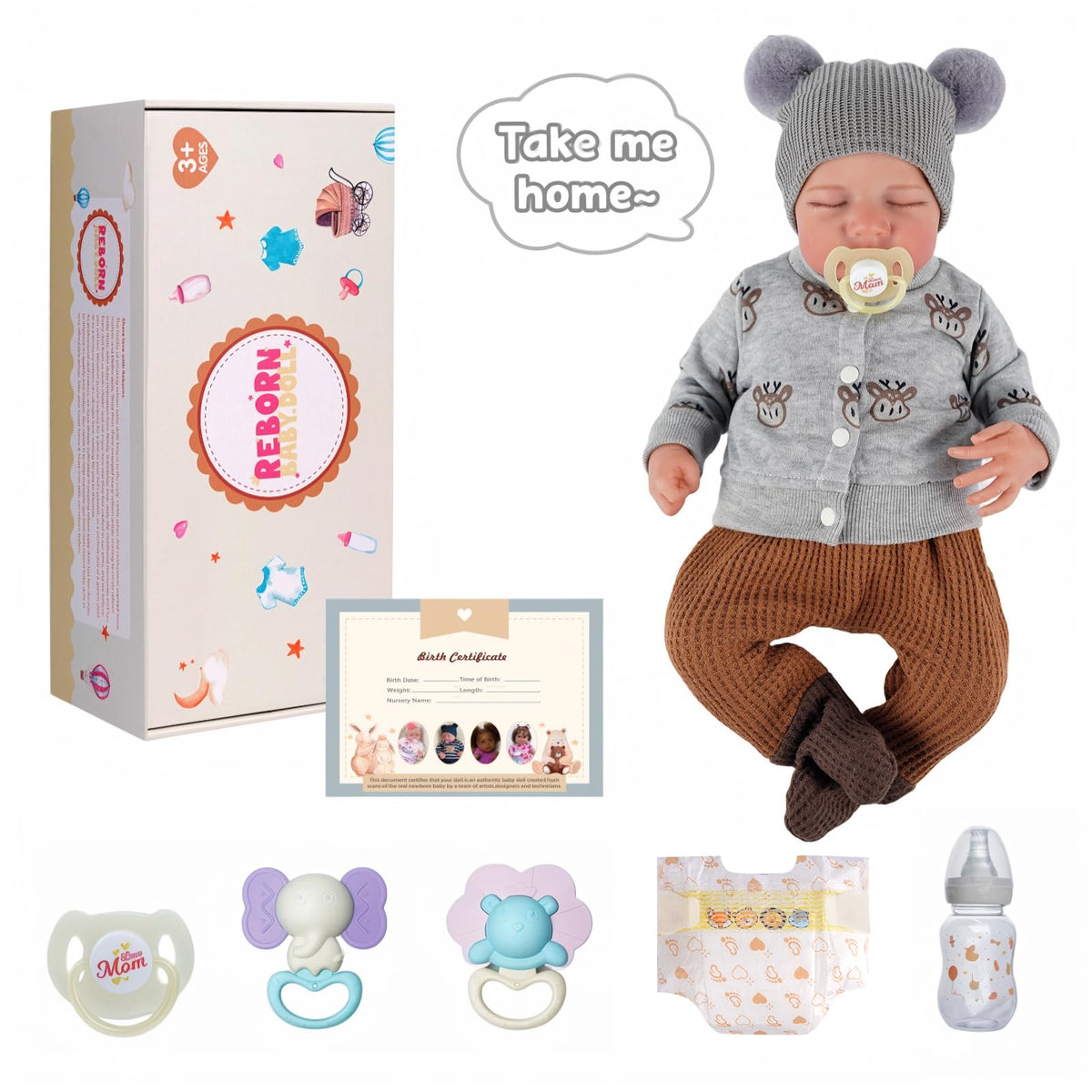 ADFO Realistic Reborn Baby Doll Boy – 20-Inch Lifelike Soft Vinyl, Poseable Newborn Toy for Ages 3+