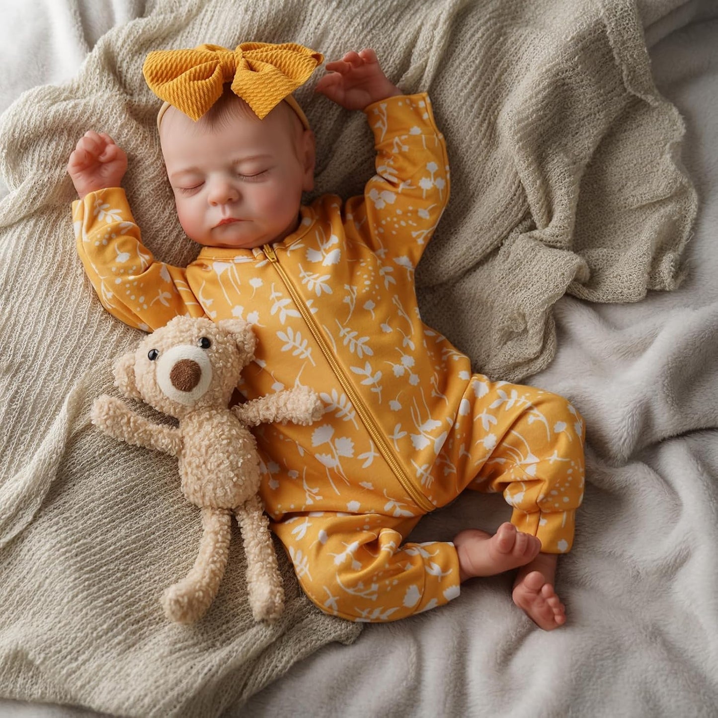ADFO Lifelike Reborn Baby Doll - 20-Inch Realistic Newborn Girl with Clothes, Safe Vinyl Toy for Kids 3+