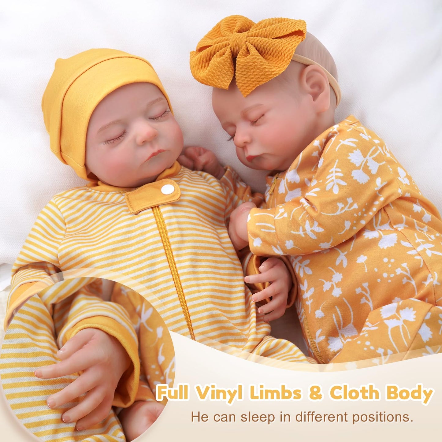 ADFO Lifelike Twins Reborn Baby Dolls – 20-Inch Realistic Newborn Twins with Clothes