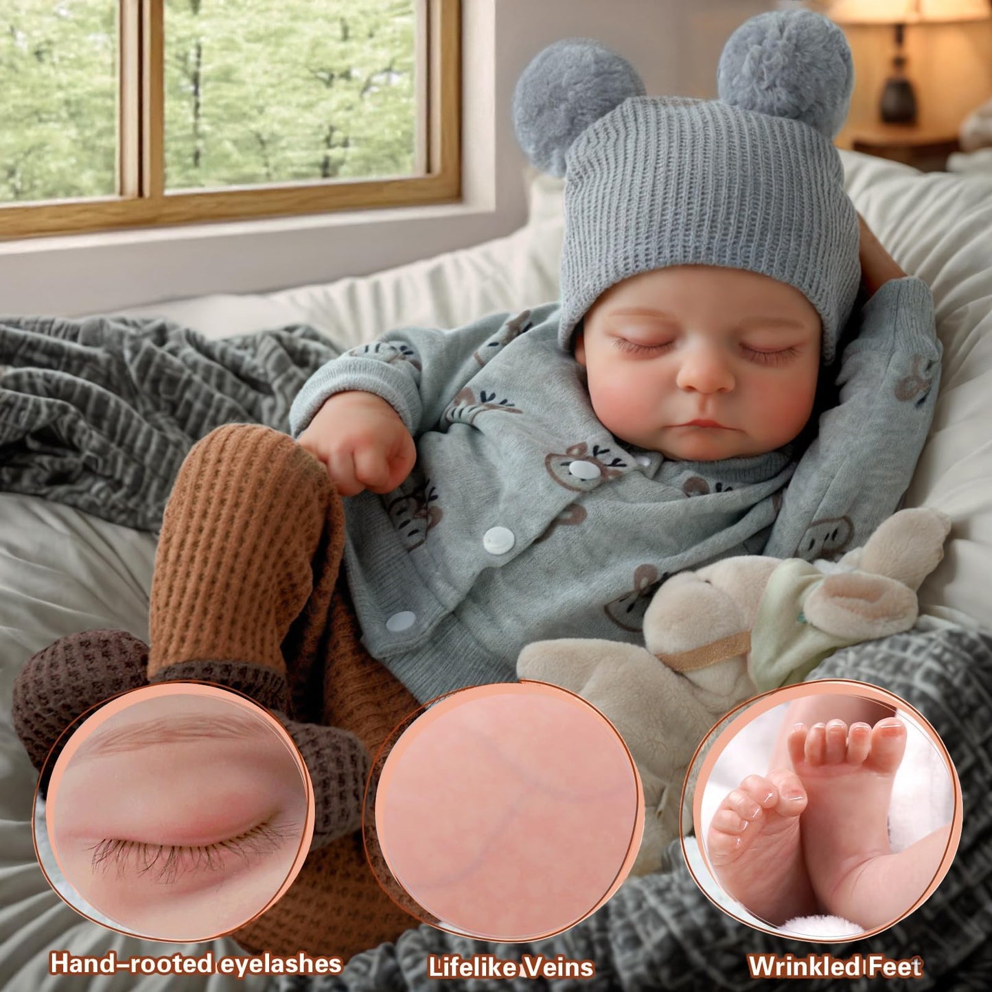 ADFO Lifelike Reborn Baby Doll Boy - 17-Inch Silicone Full-Body Soft Realistic Newborn