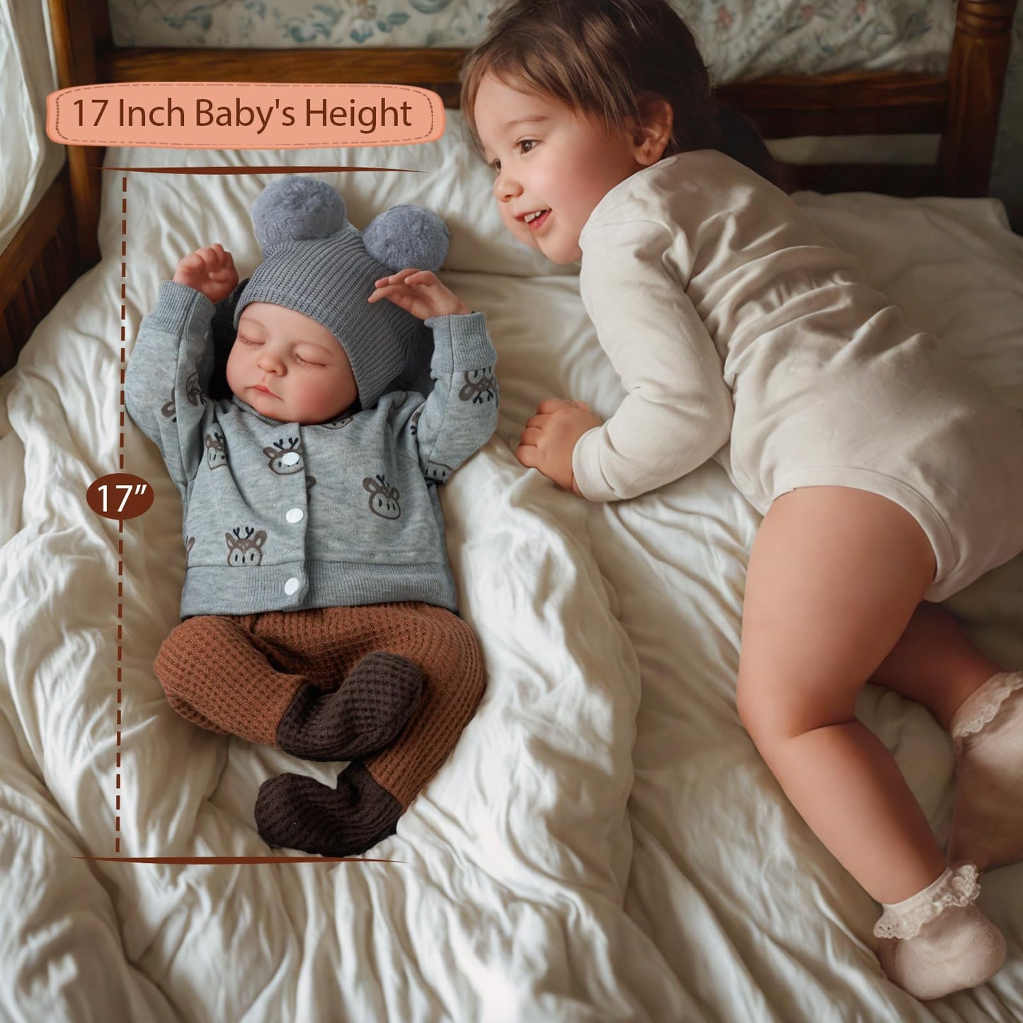 ADFO Lifelike Reborn Baby Doll Boy - 17-Inch Silicone Full-Body Soft Realistic Newborn