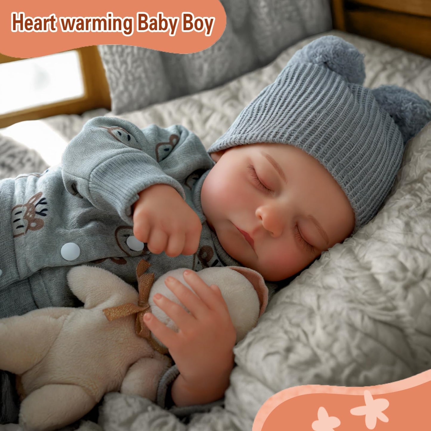 ADFO Lifelike Reborn Baby Doll Boy - 17-Inch Silicone Full-Body Soft Realistic Newborn