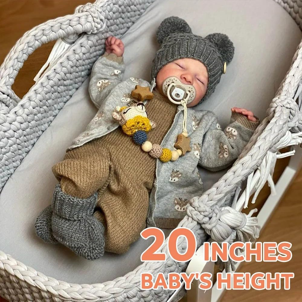 ADFO Realistic Reborn Baby Doll Boy – 20-Inch Lifelike Soft Vinyl, Poseable Newborn Toy for Ages 3+
