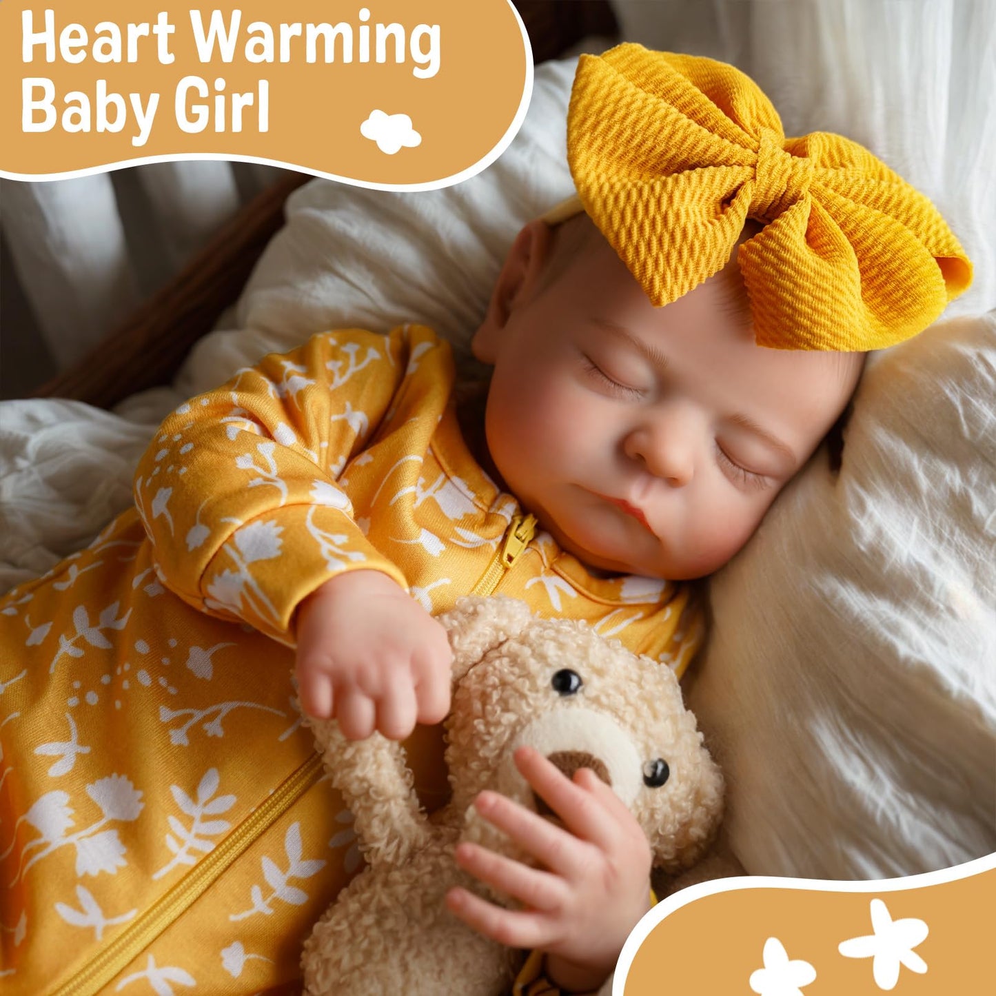 ADFO Lifelike Reborn Baby Doll - 20-Inch Realistic Newborn Girl with Clothes, Safe Vinyl Toy for Kids 3+