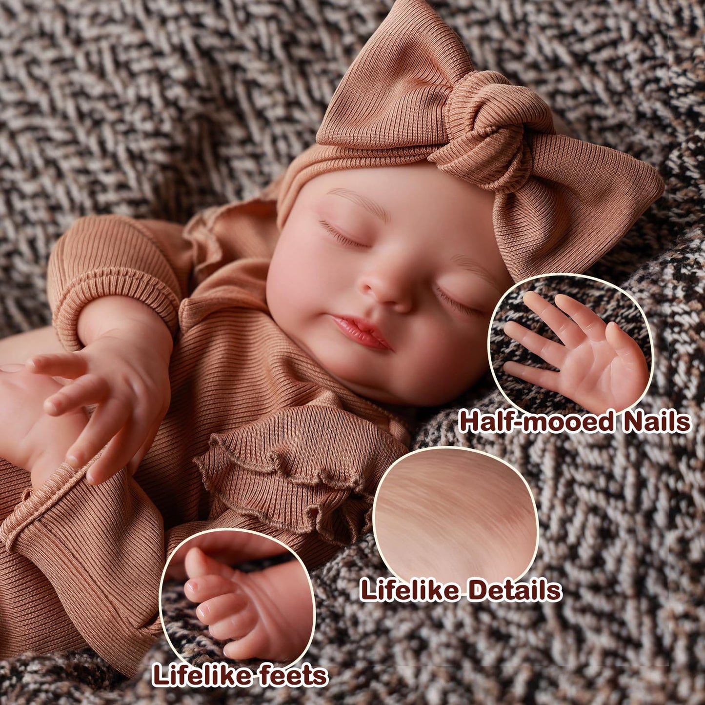 ADFO Real Life Reborn Baby Doll Girl 20in – Lifelike Vinyl with Accessories for Ages 3+