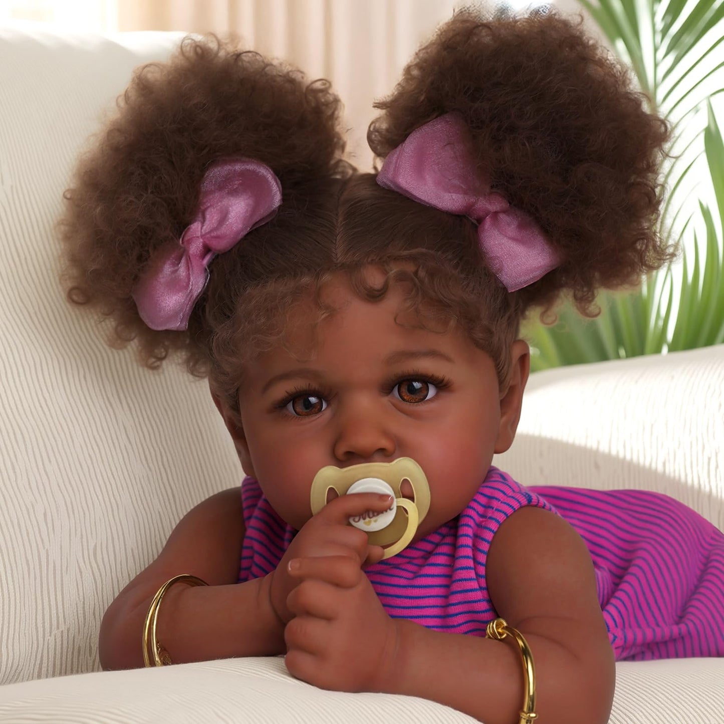ADFO Reborn Black 22-Inch Realistic Baby Doll – Soft Body & Feeding Kit