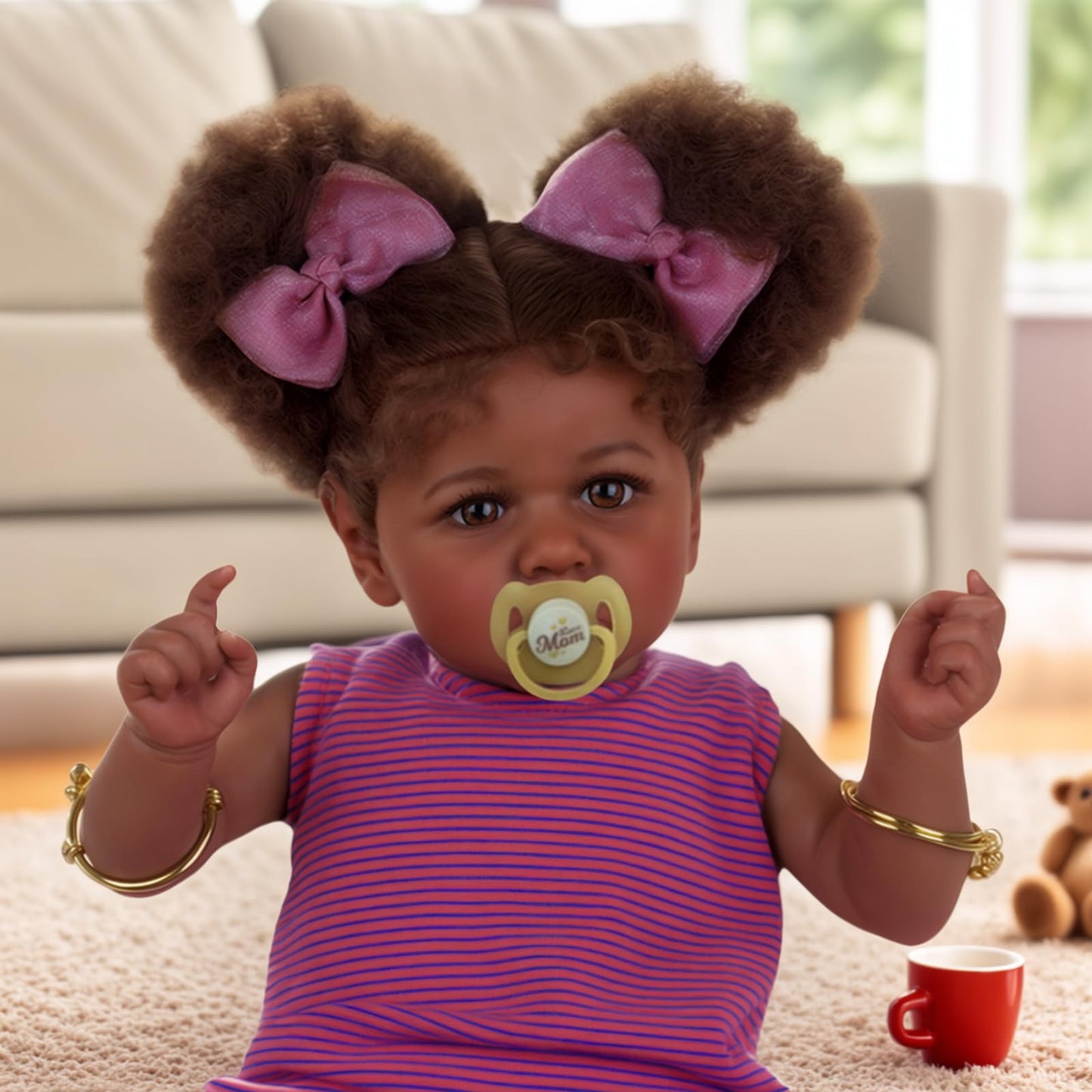 ADFO Reborn Black 22-Inch Realistic Baby Doll – Soft Body & Feeding Kit
