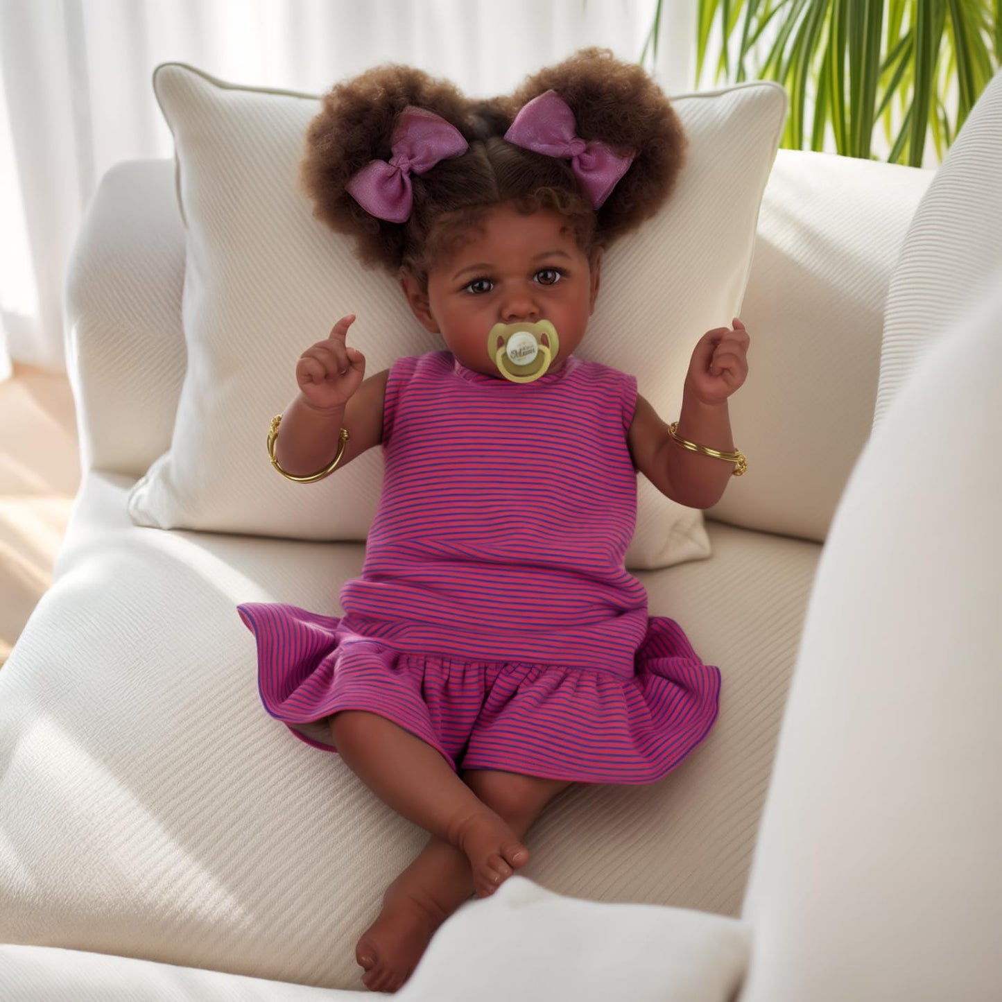 ADFO Reborn Black 22-Inch Realistic Baby Doll – Soft Body & Feeding Kit