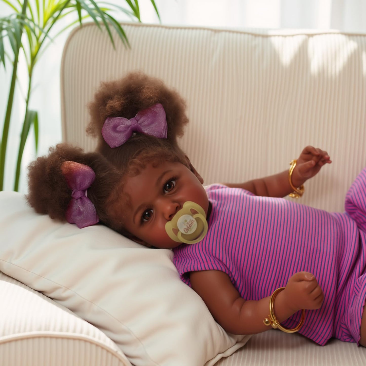 ADFO Reborn Black 22-Inch Realistic Baby Doll – Soft Body & Feeding Kit