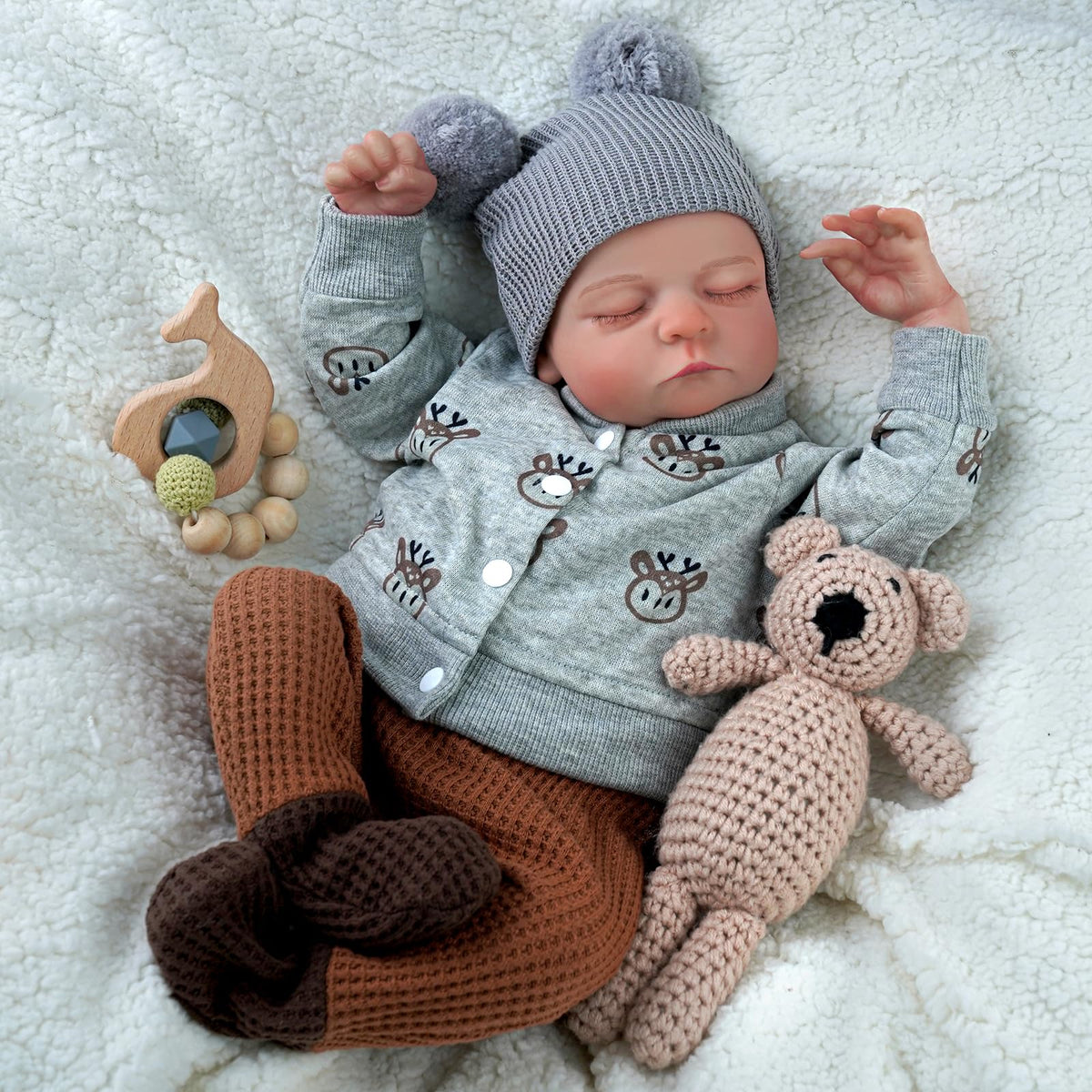 ADFO Realistic Reborn Baby Doll Boy – 20-Inch Lifelike Soft Vinyl, Poseable Newborn Toy for Ages 3+