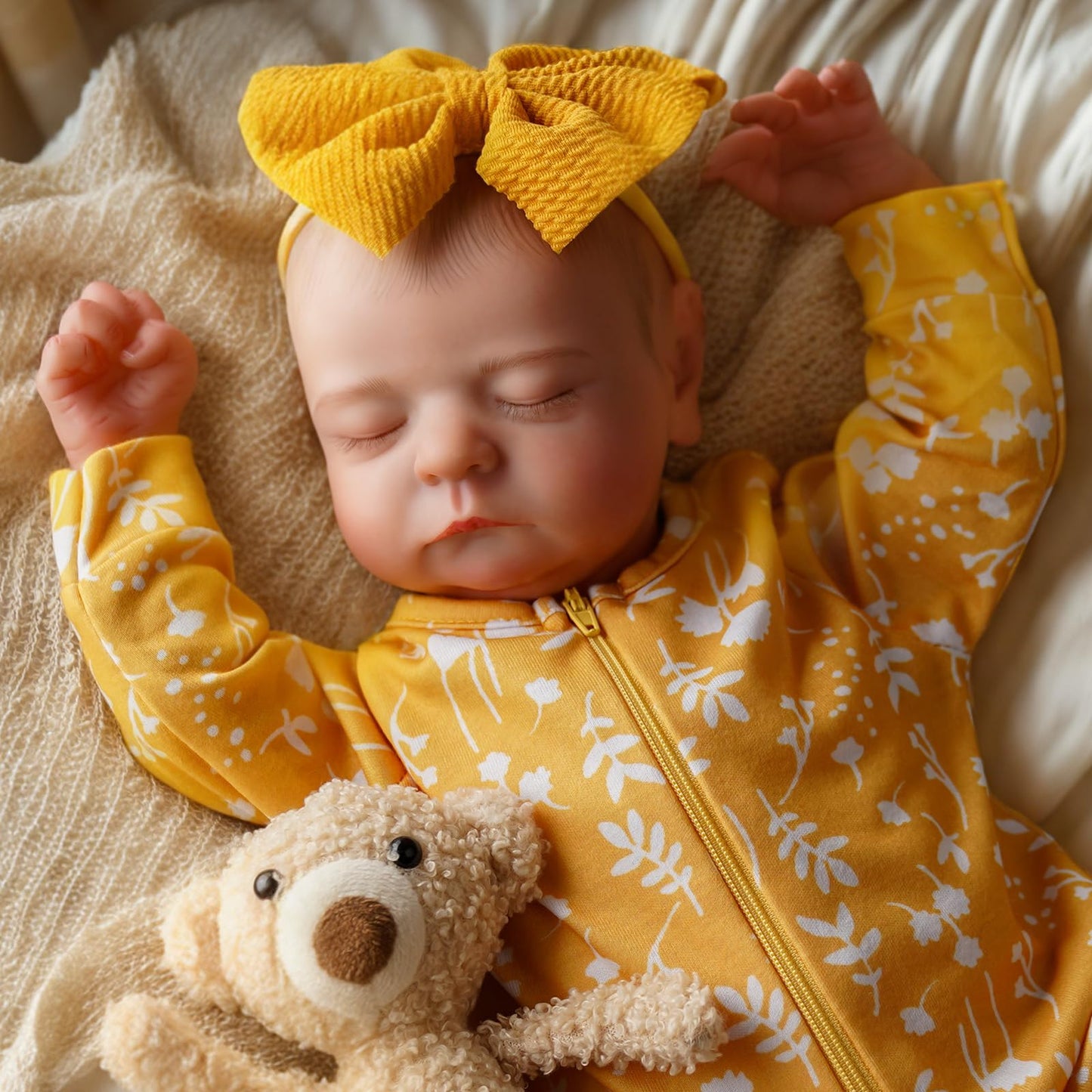 ADFO Lifelike Reborn Baby Doll - 20-Inch Realistic Newborn Girl with Clothes, Safe Vinyl Toy for Kids 3+