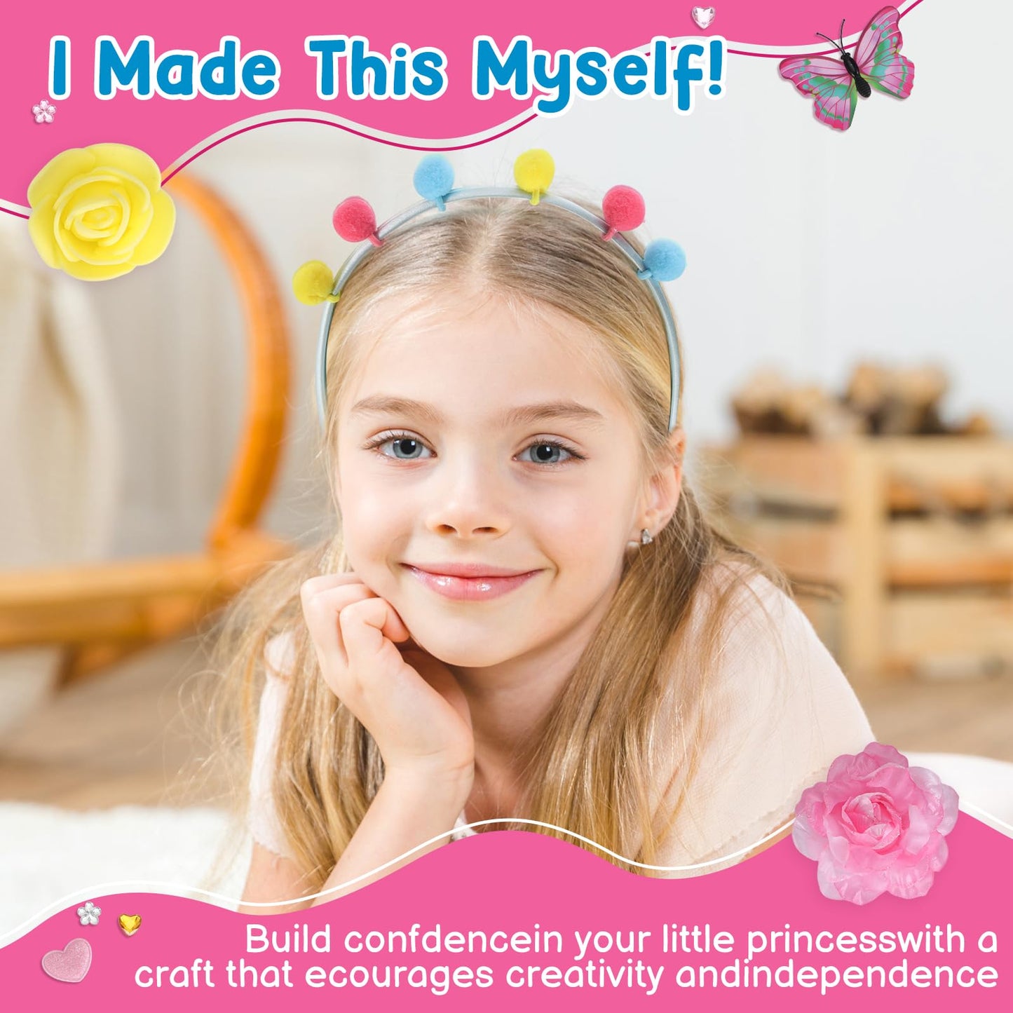 Adinomiency DIY Headband Kit for Kids – 50+ Pieces, 12+ Wearable Creations