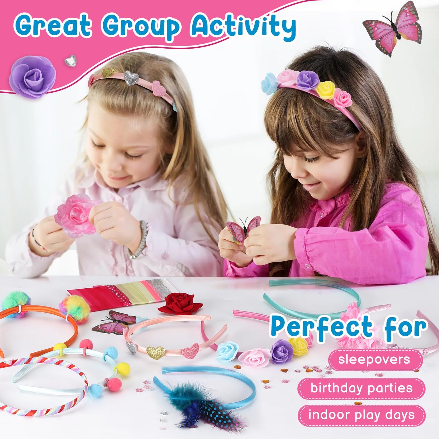 Adinomiency DIY Headband Kit for Kids – 50+ Pieces, 12+ Wearable Creations